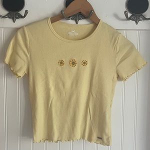 Hollister Yellow Baby Tee with Sunflowers